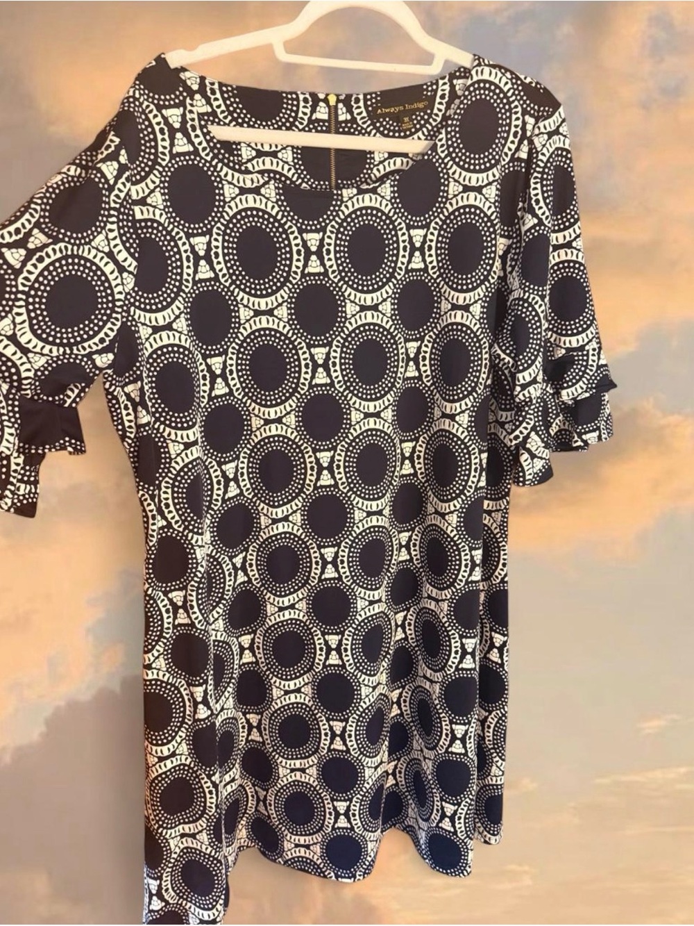 Navy & White Patterned Women’s Dress - Brand: Always Indigo